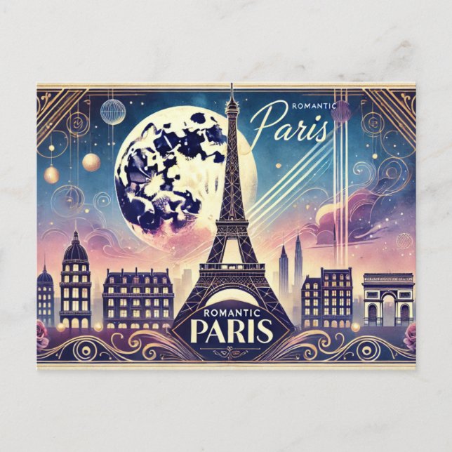 Romantik Paris Postkarte (Vorderseite)