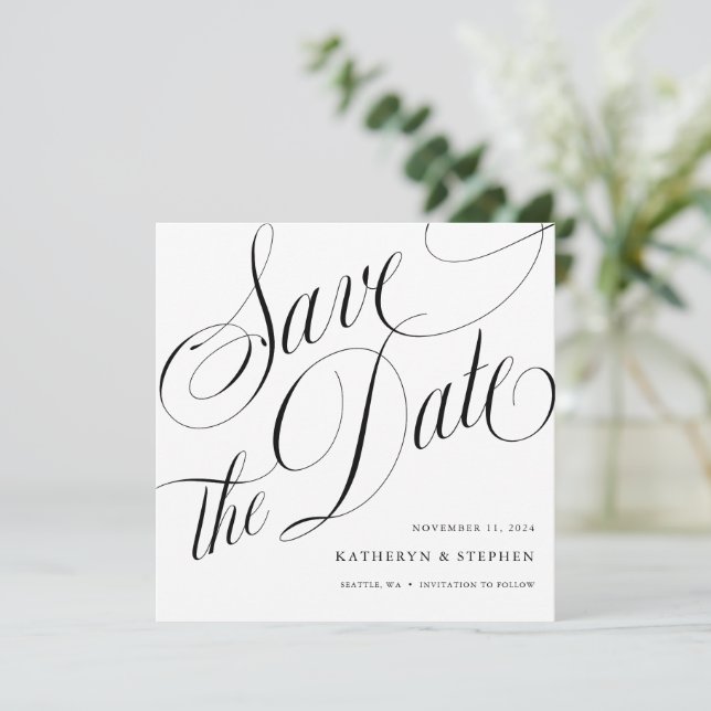 Romantik und Elegante Save the Date Karte (Stehend Vorderseite)