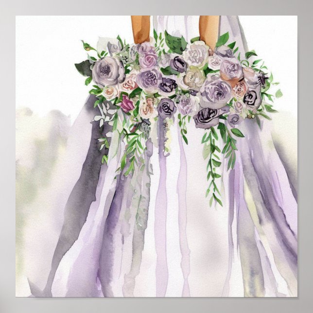 Romantik und Mauve, Bridal Cascading Bouquet 2, Poster (Vorne)