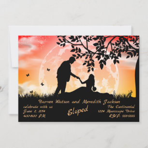 Romantik unter Orange Moon Elopement Einladung