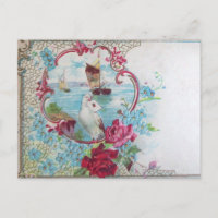 ROMANTIKA/ROSE, BLUE BLUMEN, DOVE MIT SCHREIBEN