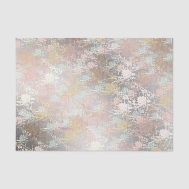 Romantisch, Aquamarin, Aquarell, Chic, floral Seidenpapier (Vorderseite)