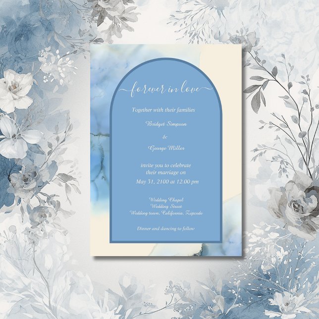 romantisch-blaue abstrakte Hochzeit Einladung (Von Creator hochgeladen)