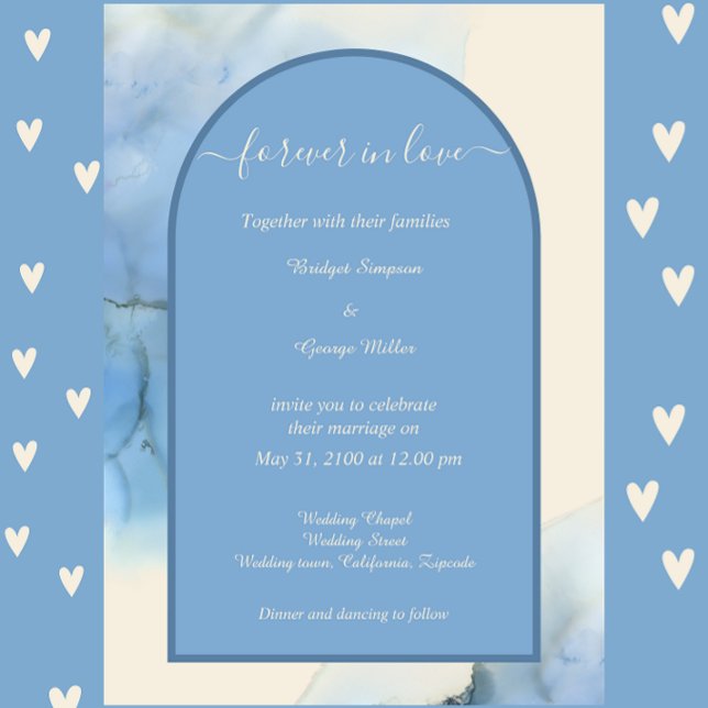 romantisch-blaue abstrakte Hochzeit Einladung (romantic blue abstract coastal wedding invitation by wedding Hobinishop)