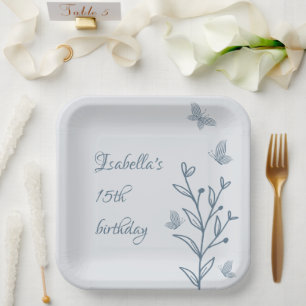 Romantisch elegant dusty blau pappteller