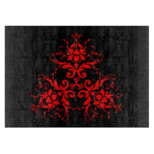 Romantisch, Elegant Vintage Damast Roter Goth Schneidebrett