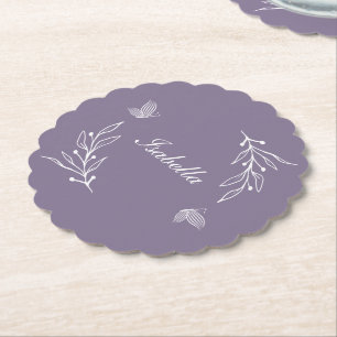 Romantisch elegante lila Blumen Hochzeit Papier Un Untersetzer