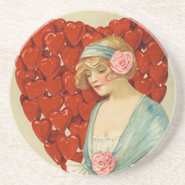 Romantisch Elegantes Retro-Valentinstagsbild, John Getränkeuntersetzer (Vorne)