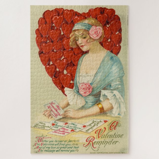 Romantisch Elegantes Retro-Valentinstagsgruß, John Puzzle (Vertikal)