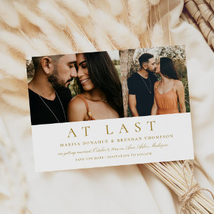 Romantisch endlich Zwei Foto Antique Gold Hochzeit Save The Date