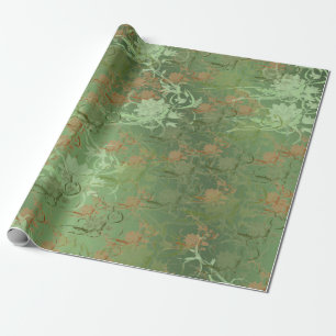 Romantisch, Gold, Türkis, , Aquarell, Schick, Flor Geschenkpapier