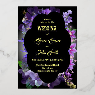 Romantisch lila mit ovaler Grenze Folieneinladung