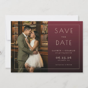 Romantisch Marone Elegant Foto Save The Date