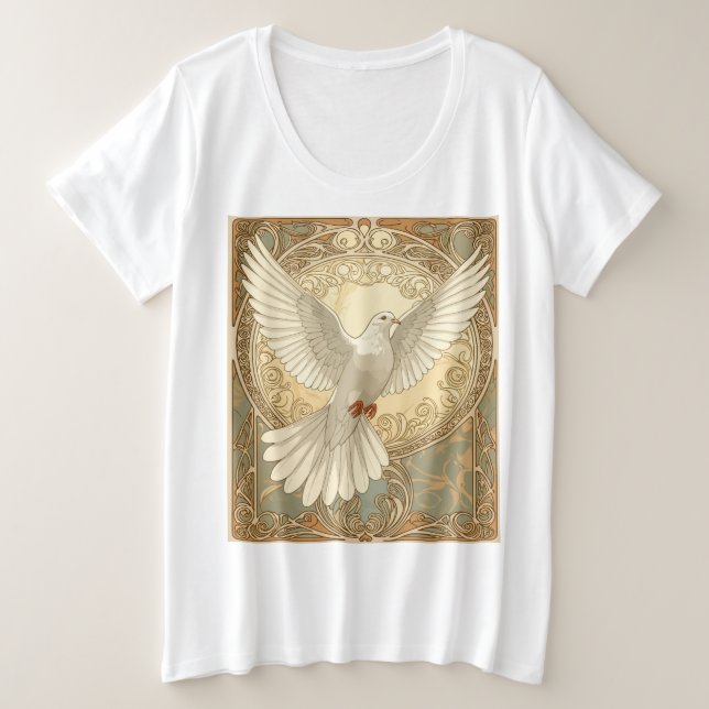 Romantisch nostalgische Friedens Taube Große Größe T-Shirt (Design vorne)
