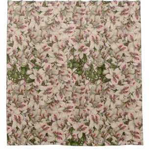 Romantisch rosa Vintage Lilie Wasserfarben stilvol Duschvorhang