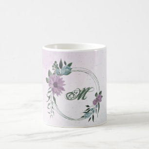 romantisch staubig lila & blau floral kaffeetasse