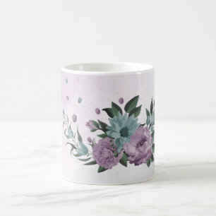 romantisch staubig lila & blau floral kaffeetasse