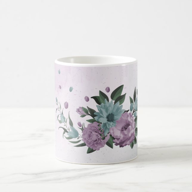 romantisch staubig lila & blau floral kaffeetasse (Mittel)