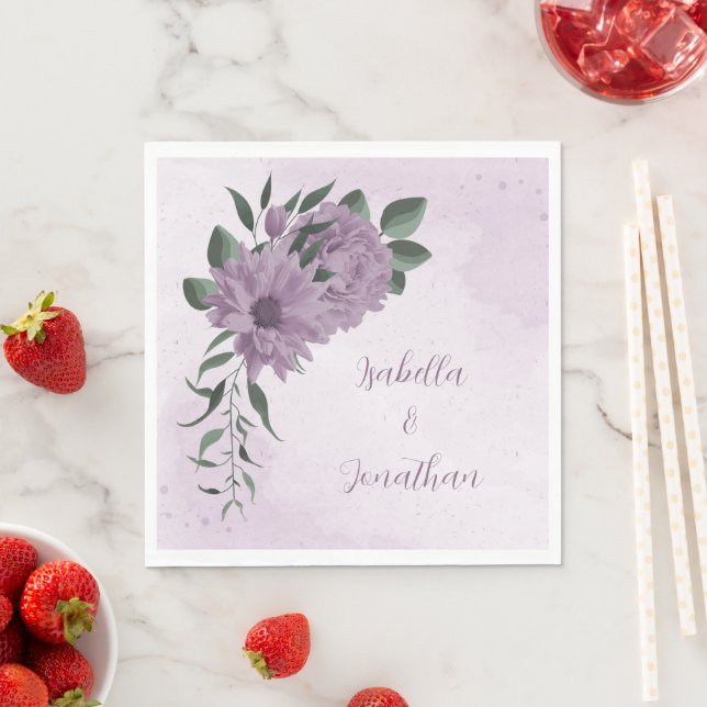 romantisch violette Blumen botanisch Serviette (Beispiel)