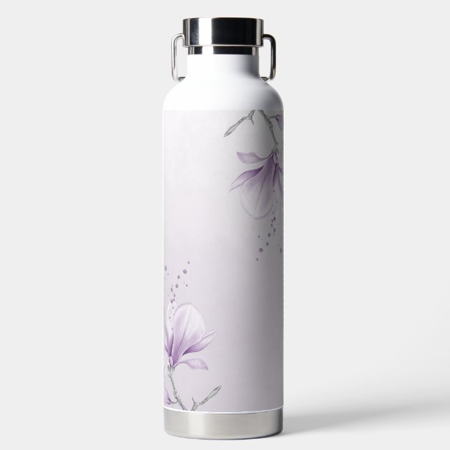 romantisch violette Blumen botanisch Trinkflasche (Vorderseite)