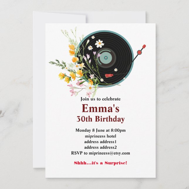 Romantisch , Wasserfarbe , Blume, rustikal, blumen Einladung (Vorderseite)