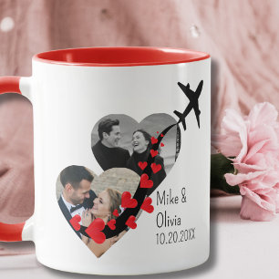 Romantische 2 Fotos Flugzeug Elegante Hochzeit ind Tasse
