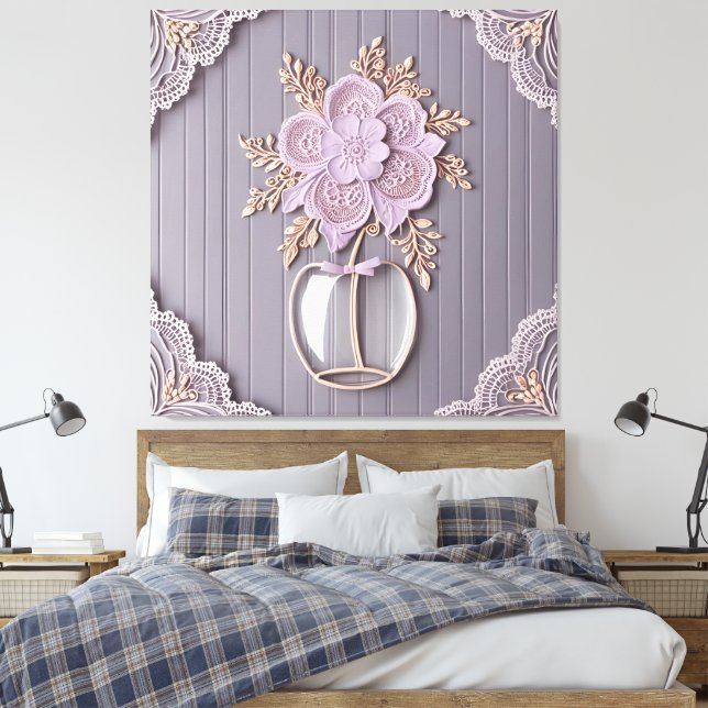 Romantische 3D-Spitzenblume Leinwanddruck (Insitu (Schlafzimmer))