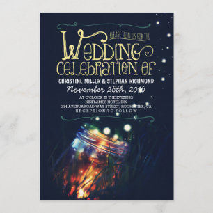 Romantische Abendlichter Masson Jar Hochzeit einla Einladung
