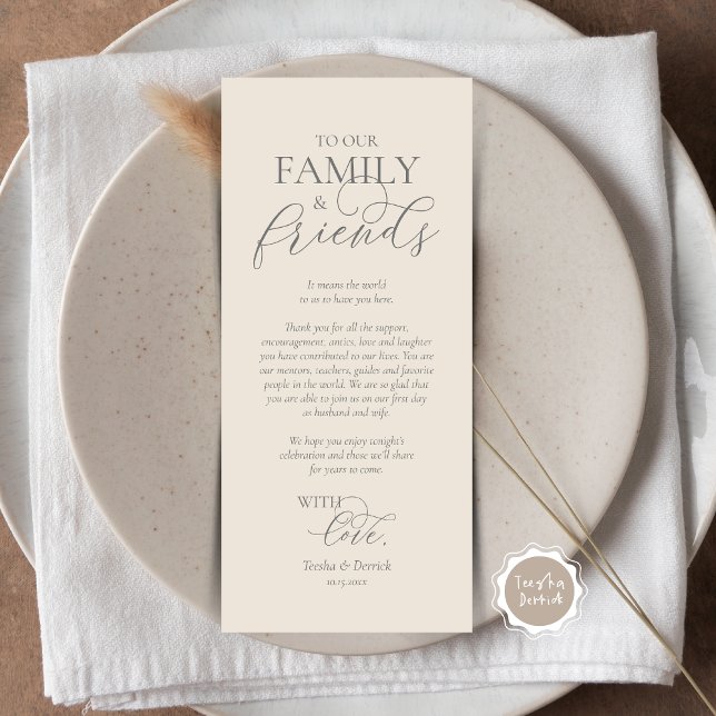 Romantische Abendstimmung mit Karte (Romantic Dinner Place Setting Thank You Card, in Grey Cream, Designed by TeeshaDerrick)