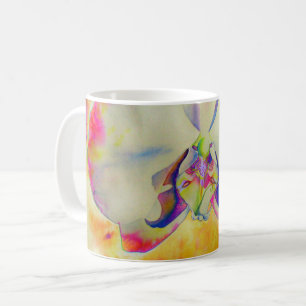 Romantische abstrakte Orchideen-Aquarellmalerei Kaffeetasse