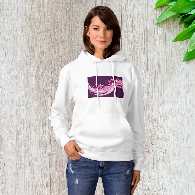 Romantische Abstrakte rosa Herzdesign auf Lila Hoodie (Von Creator hochgeladen)