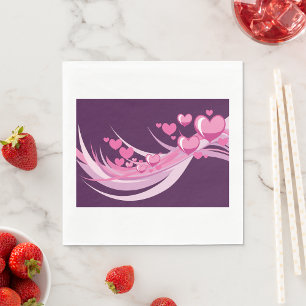 Romantische Abstrakte rosa Herzdesign auf Lila Serviette