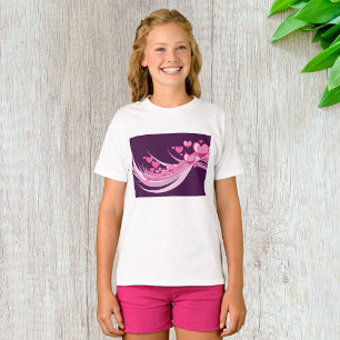 Romantische Abstrakte rosa Herzdesign auf Lila T-Shirt