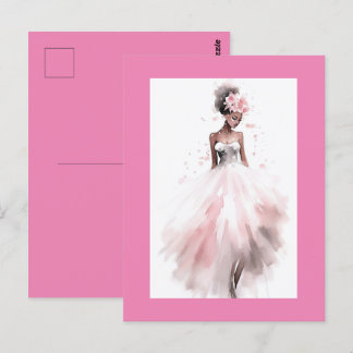 Romantische afroamerikanische Hochzeitsbraut Postkarte