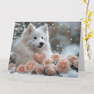 Romantische American Eskimo Dog Valentinstagskarte Karte