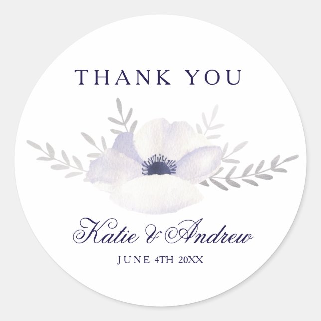 Romantische Anemone Runder Aufkleber (Vorderseite)