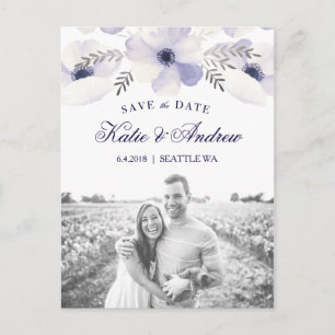 Romantische Anemone Save the Date Ankündigungspostkarte