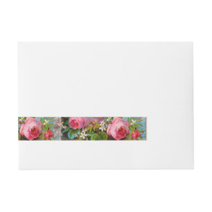ROMANTISCHE ANGEL ANSAMMLUNG PINK ROSES UND BLUME Rundum-Adressaufkleber