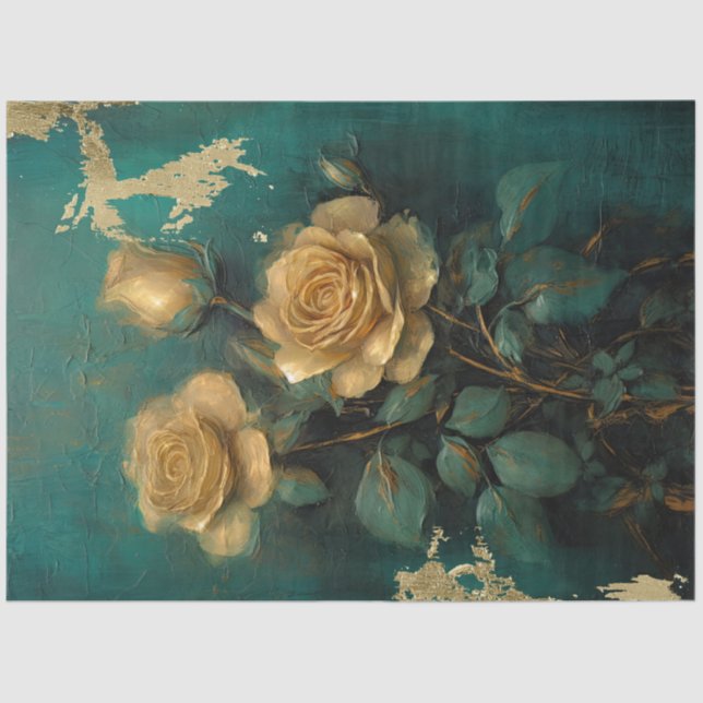 Romantische antike Emerald- und Gold-Designserie 1 Seidenpapier (Vorderseite)