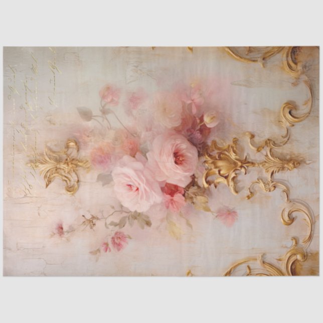 Romantische antike rosa und goldene Designserie 15 Seidenpapier (Vorderseite)