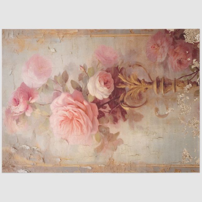 Romantische antike rosa und goldene Designserie 19 Seidenpapier (Vorderseite)