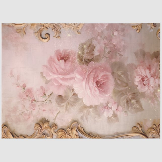 Romantische antike rosa und goldene Designserie 2 Seidenpapier (Vorderseite)
