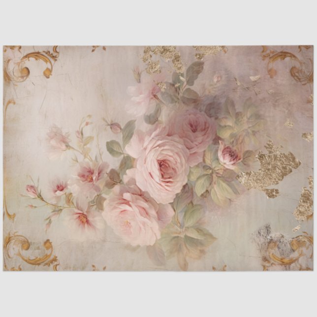 Romantische antike rosa und goldene Designserie 8 Seidenpapier (Vorderseite)
