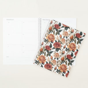 Romantische antike rote Rosen Cottagecore-Blumen Planer