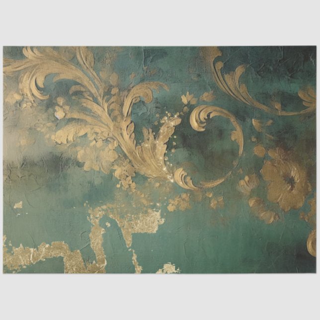 Romantische antike Smaragde und Gold Design Serie  Seidenpapier (Vorderseite)