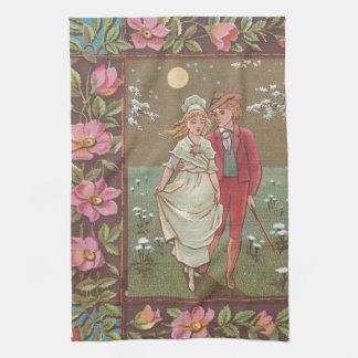 Romantische antike Valentinstagskarte, 1876 Geschirrtuch
