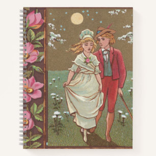 Romantische antike Valentinstagskarte, 1876 Notizbuch