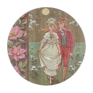Romantische antike Valentinstagskarte, 1876 Schneidebrett