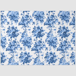 Romantische antike Vintage Rose blau auf Weiß Seidenpapier