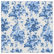 Romantische antike Vintage Rose blau auf Weiß Stoff